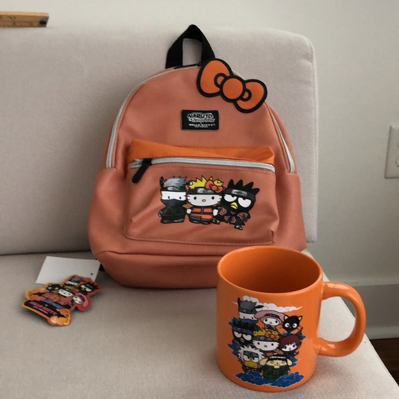 HELLO KITTY AND FRIENDS X NARUTO SHIPPUDEN BUNDLE BACKPACK AND MUG NWT - Picture 2 of 9
